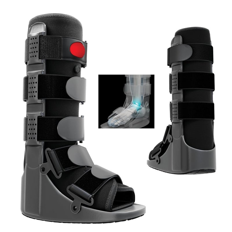Braceapedia Rapid Recover Tall Walking Boot, Fracture Boot, Medical Grade Fracture Brace, Ankle Boot, Ankle Brace, Adjustable Extra Large Compression Air Pump, Sprain & Injury Recovery, Post Op Shoe, Foot Boot for Injured Foot, Extra Large, Black - Image 1